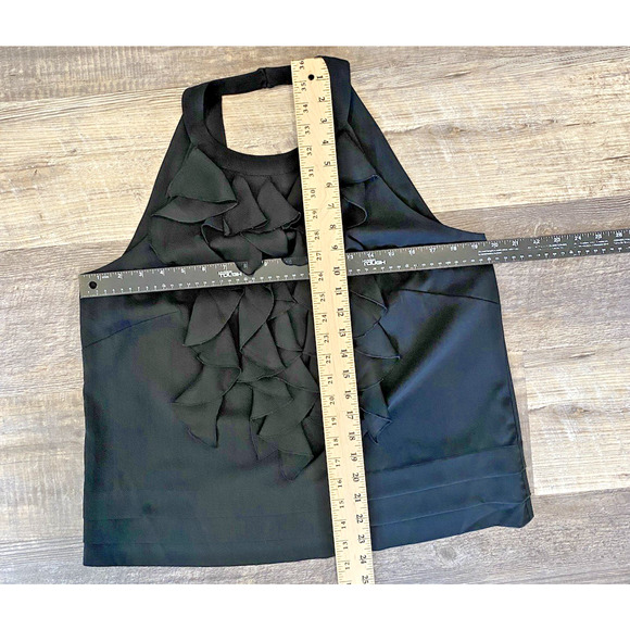 ECI Blouse Womens Size 10 Black Ruffle Halter Top Career Office Dinner Shirt - Picture 9 of 9